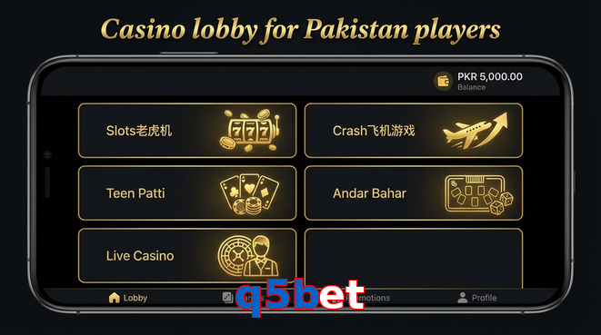 Lobby view of Q5bet for Pakistan users